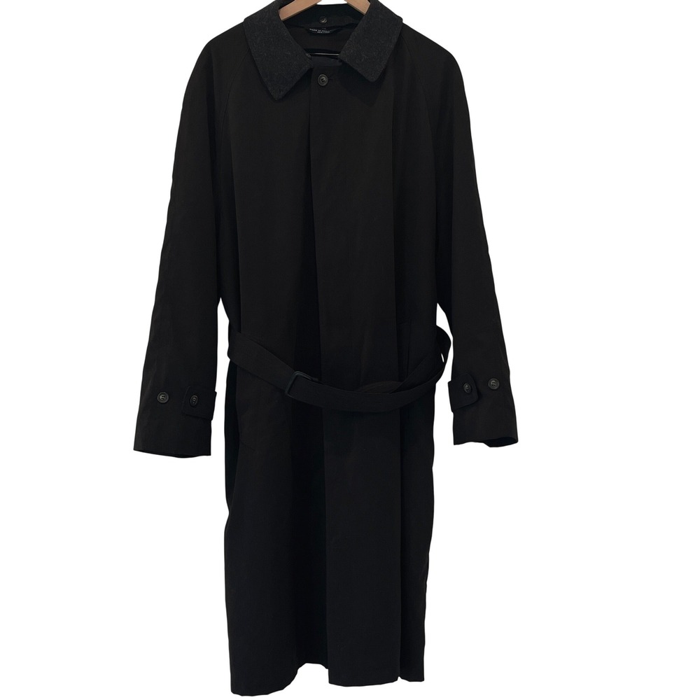 Vintage Ralph Ralph Lauren Men's Black Trench Coat Belted Removable Liner 44R